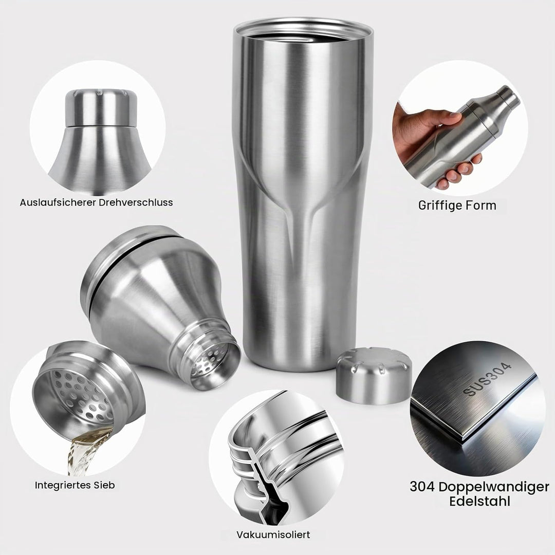 Lexenic Premium Cocktail Shaker 24oz - Vakuum isoliertes Martini Shaker, Spoon &amp; Jigger Kit - 18/8 E