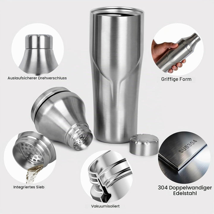 Lexenic Premium Cocktail Shaker 24oz - Vakuum isoliertes Martini Shaker, Spoon &amp; Jigger Kit - 18/8 E