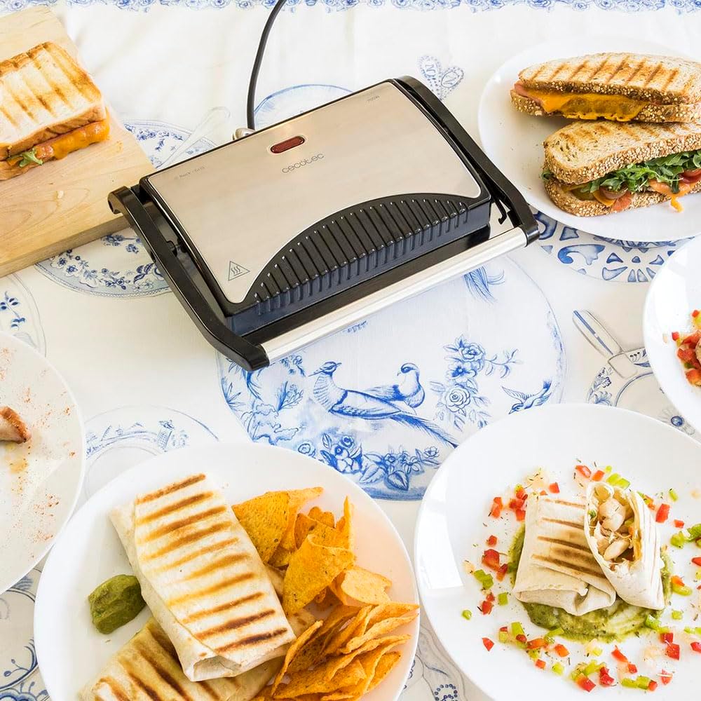 Cecotec Rock'nGrill Elektrogrill mit Grill, 700W, Oberfläche 23 x 14,5 cm, Antihaftbeschichtung, PTF