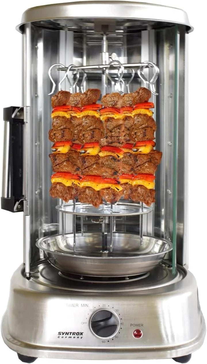 Syntrox Germany Dönergrill Blontixa Edelstahl mit Glastür, Drehspiess, Gyrosgrill, Hähnchengrill, Eö