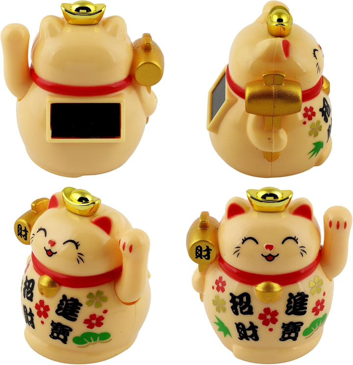 Freak Scene Glückskatze Mini Maneki-Neko Schriftzeichen Set Solar 5cm Winkekatze Lucky cat, Set