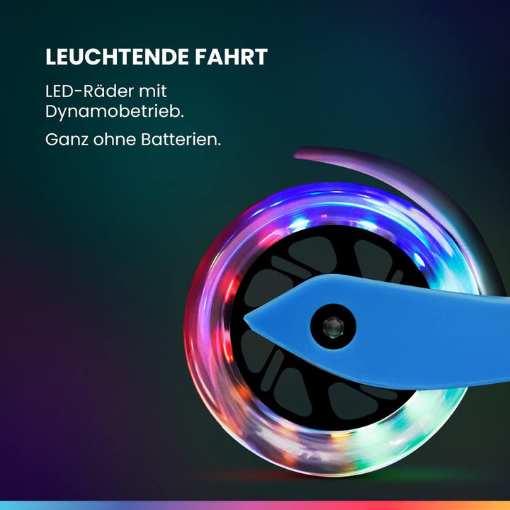 Fun Pro ONE Roller, der Sichere Premium Roller Kinder 3 Jahre, Vergleichstestsieger, LED Räder, falt