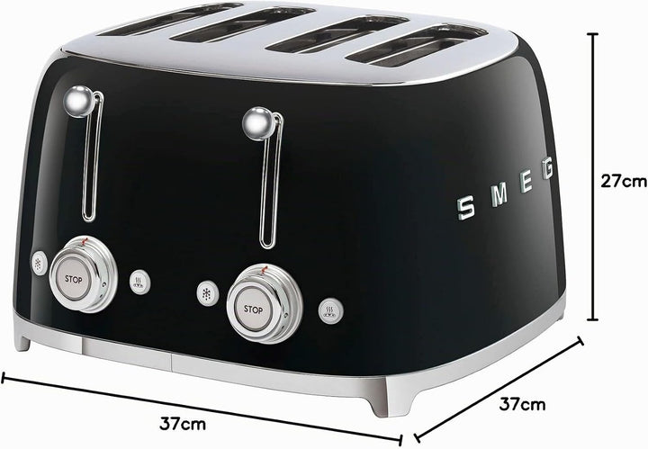 Smeg TSF03BLEU Toaster, 2000, metall, 1 Liter, Schwarz, Schwarz
