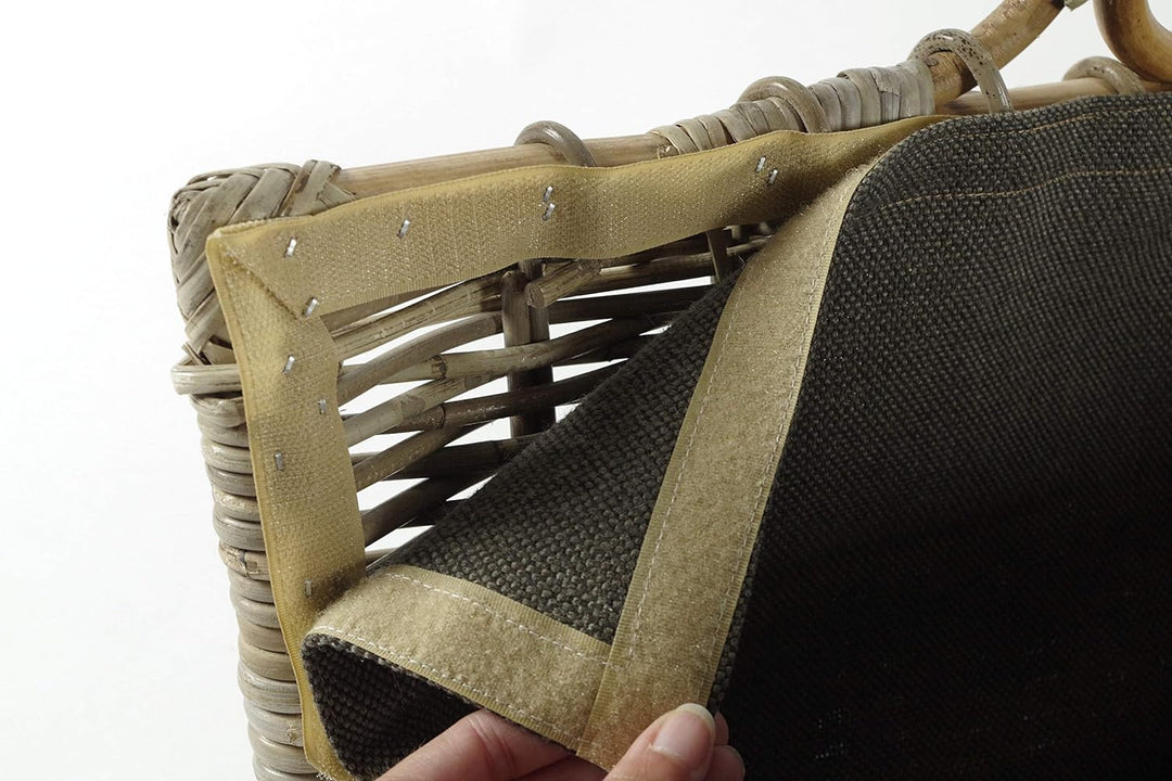 Kobolo Kaminholzkorb Holztrage für Kaminholz -Rattan grau abnehmbarer Textileinsatz in