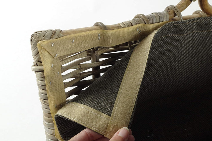 Kobolo Kaminholzkorb Holztrage für Kaminholz -Rattan grau abnehmbarer Textileinsatz in