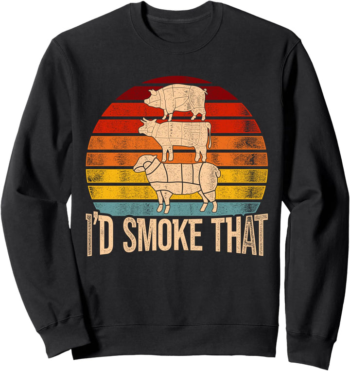 Ich würde das Grillen BBQ Grillparty Retro Lustiges Grillen Sweatshirt