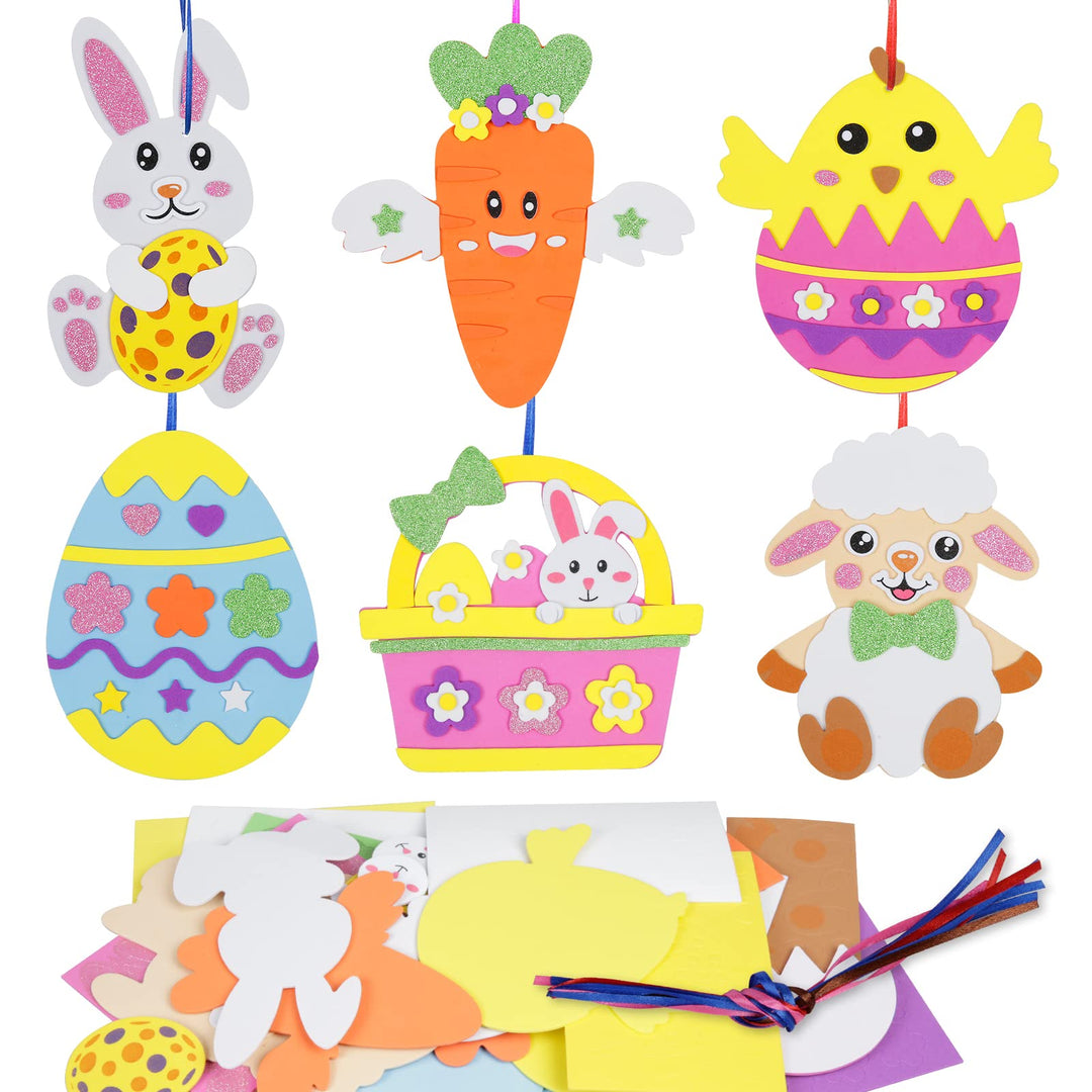 LAMEK 12 Ostern Bastelsets Kinder Kreative Ostern Kunsthandwerk zum Basteln mit Design Hasen Osterei