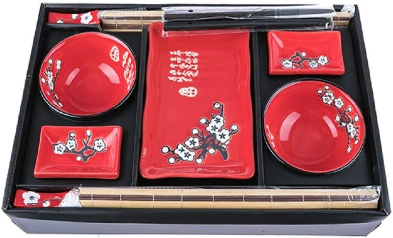 Lachineuse Set Ambiente japanische Mahlzeiten Rot,schwarz,weiss, Rot,schwarz,weiss