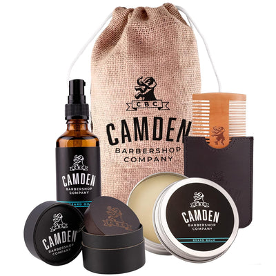 Camden Barbershop Company: Deluxe Bartpflege-Set inkl. Bart-Öl, Bartwachs, Bartbürste & Bartkamm ● 1