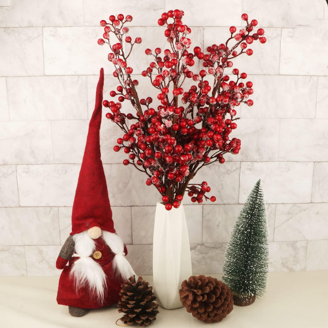 6 STÜCKE Weihnachten Rote Beeren, 50 cm Lange Künstliche Rote Beeren Burgunderrote Rote Beere Picks