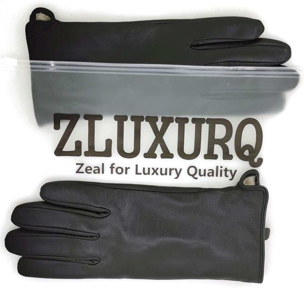 ZLUXURQ Damen Weiche Echte Lammfell Leder Touchscreen Winter Fahrhandschuhe Kaschmir Oder Wolle gefü