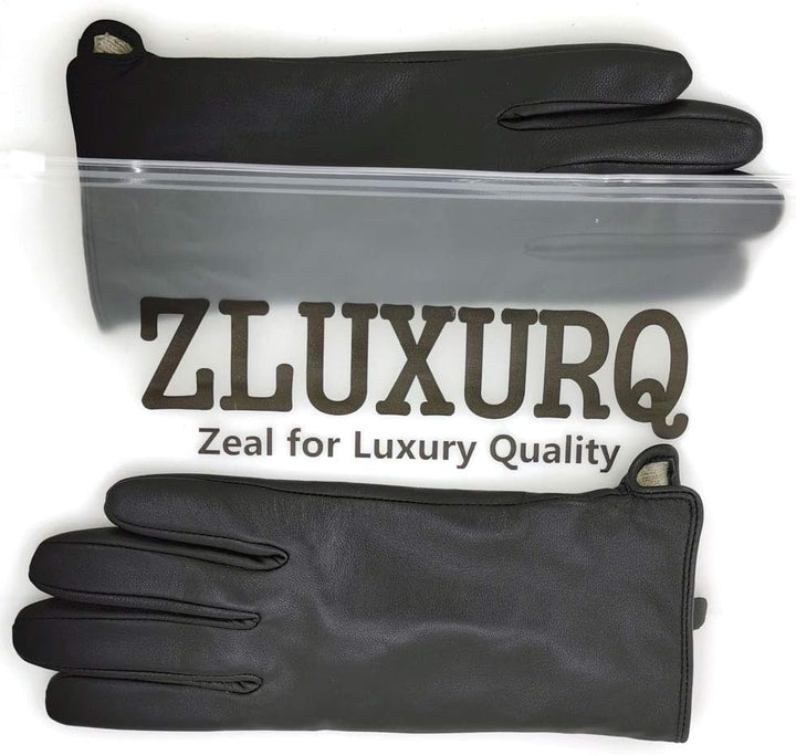 ZLUXURQ Damen Weiche Echte Lammfell Leder Touchscreen Winter Fahrhandschuhe Kaschmir Oder Wolle gefü