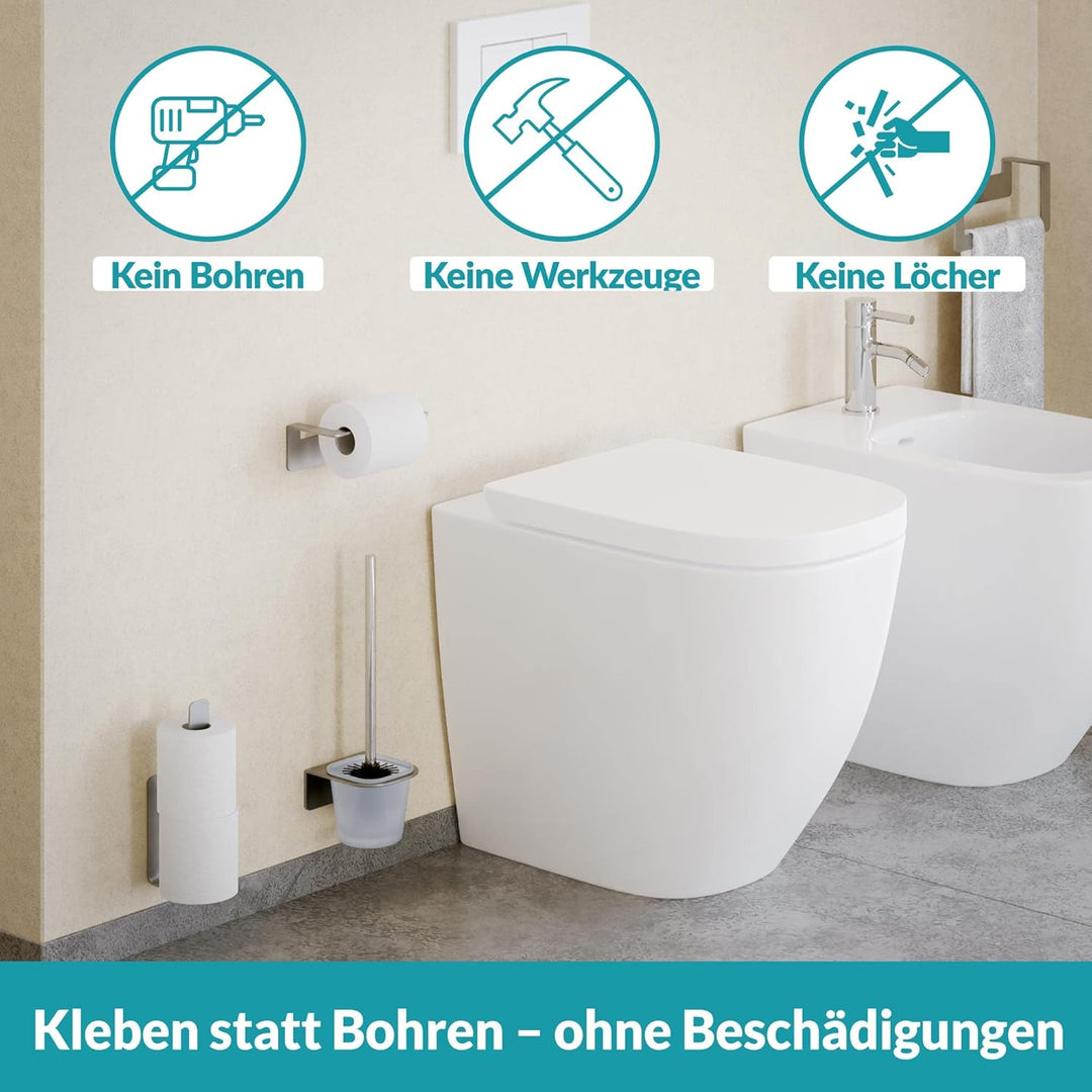 WEISSENSTEIN Toilettenpapier Aufbewahrung ohne Bohren - Toilettenpapierhalter Edelstahl für die Wand