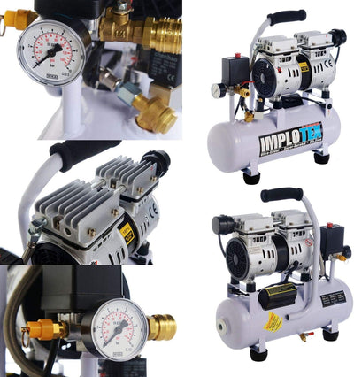 IMPLOTEX 480W Silent Flüsterkompressor Druckluftkompressor nur 48dB leise ölfrei flüster Kompressor