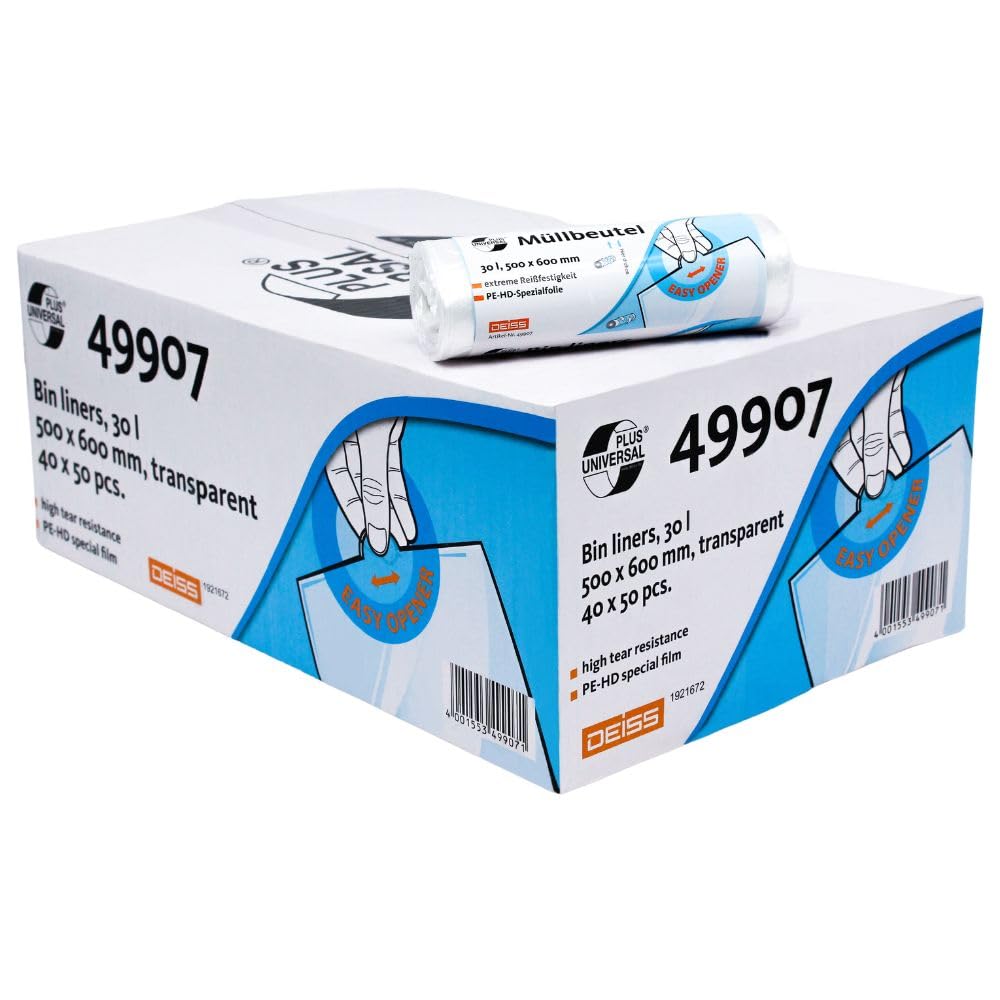 DEISS Universal Plus® Müllbeutel, 30 Liter, 49907 - Rolle / 30 Liter | Rolle (50 Stück)