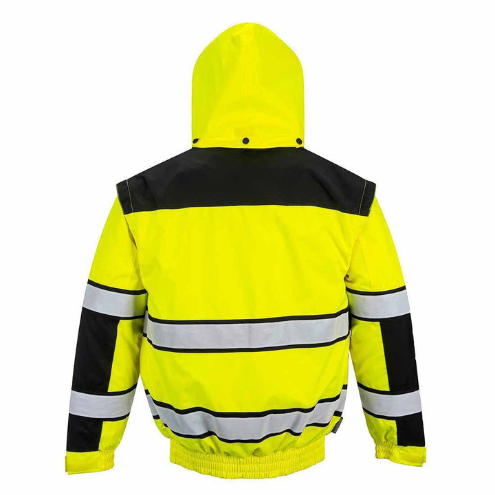 Portwest Klassische Warnschutz-Pilotjacke, Grösse: XL, Farbe: Gelb/Schwarz, C466YBRXL XL gelb / schw