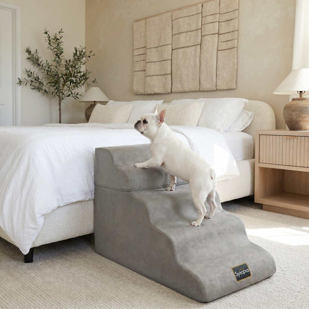 Sytopia Hundetreppe 5 Stufen, 58 cm, bis 36 kg, Katzentreppe für Bett Sofa Couch, 30D CertiPUR-US Sc