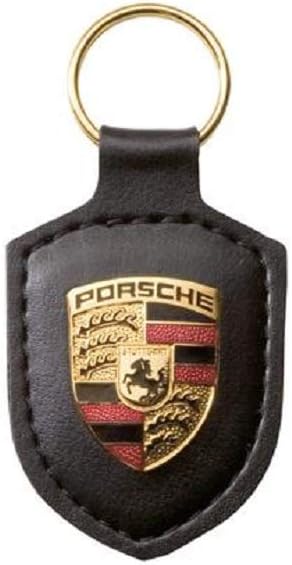 ORIGINAL Porsche Schlüsselanhänger SCHWARZ Leder mit Wappen WAP0500900E, Schwarz