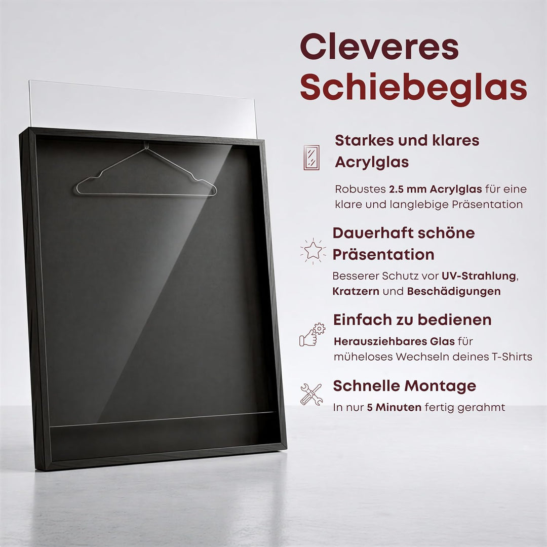 ACAZA Trikotrahmen Premium 70 x 90cm XL Gross, 3D Bilderrahmen tief zum befüllen mit Fussball-, Eish