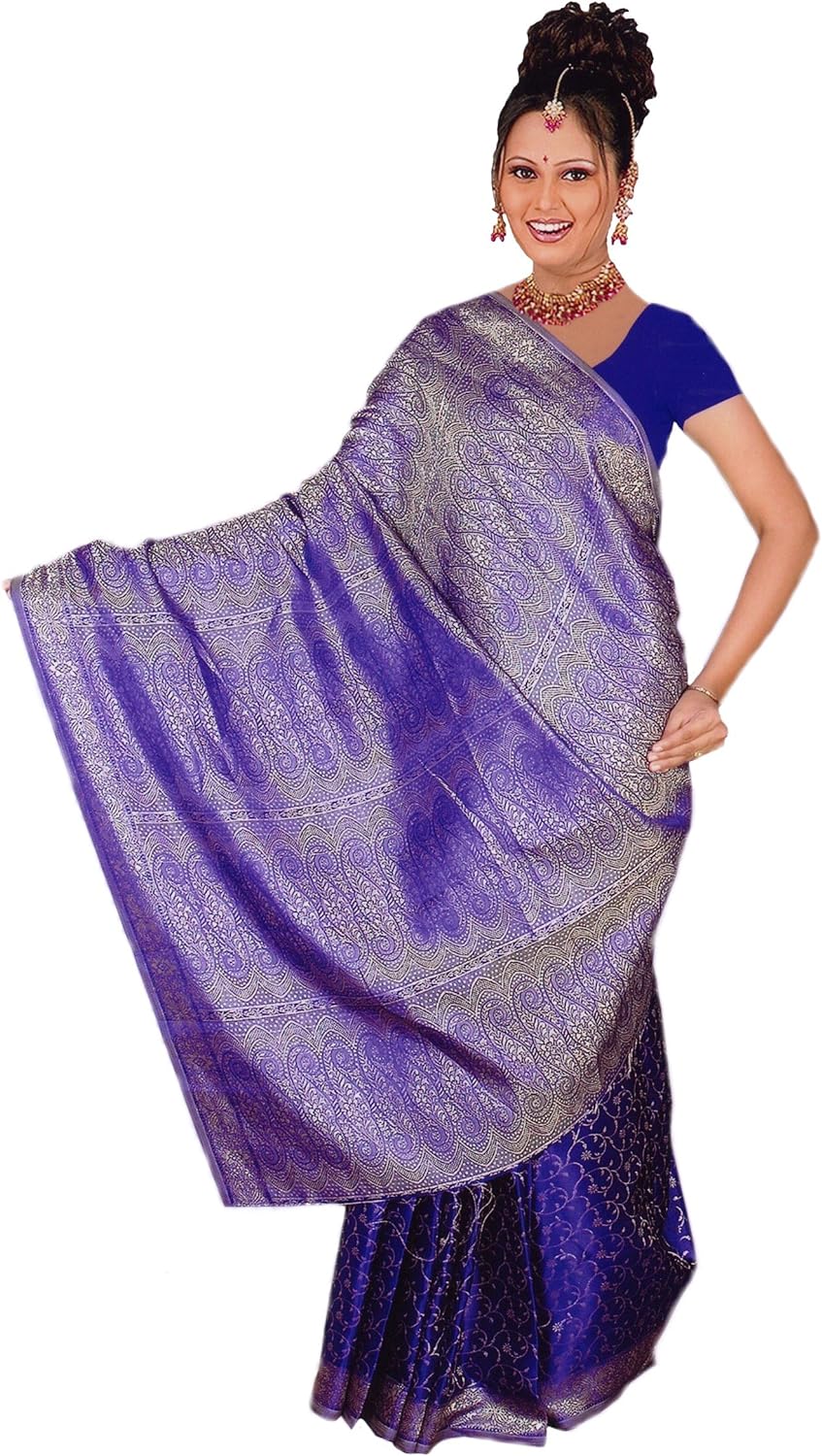 Trendofindia Indischer Bollywood Fashion Sari Stoff Damenkostüm Kleid Blau CA110
