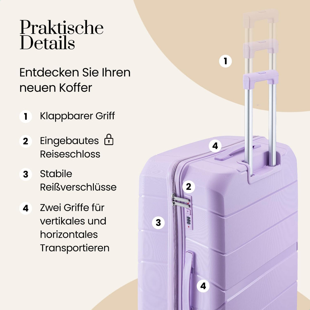 Urban Adventurer Koffer gross 110L – Violett – Hartschalenkoffer XXL mit Zahlenschloss &amp; 4 Rollen Vi