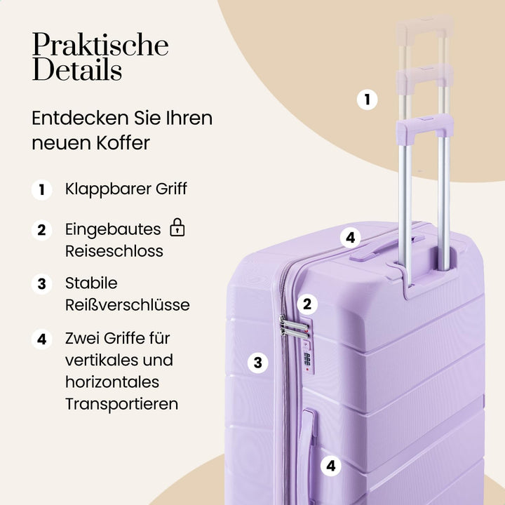 Urban Adventurer Koffer gross 110L – Violett – Hartschalenkoffer XXL mit Zahlenschloss &amp; 4 Rollen Vi