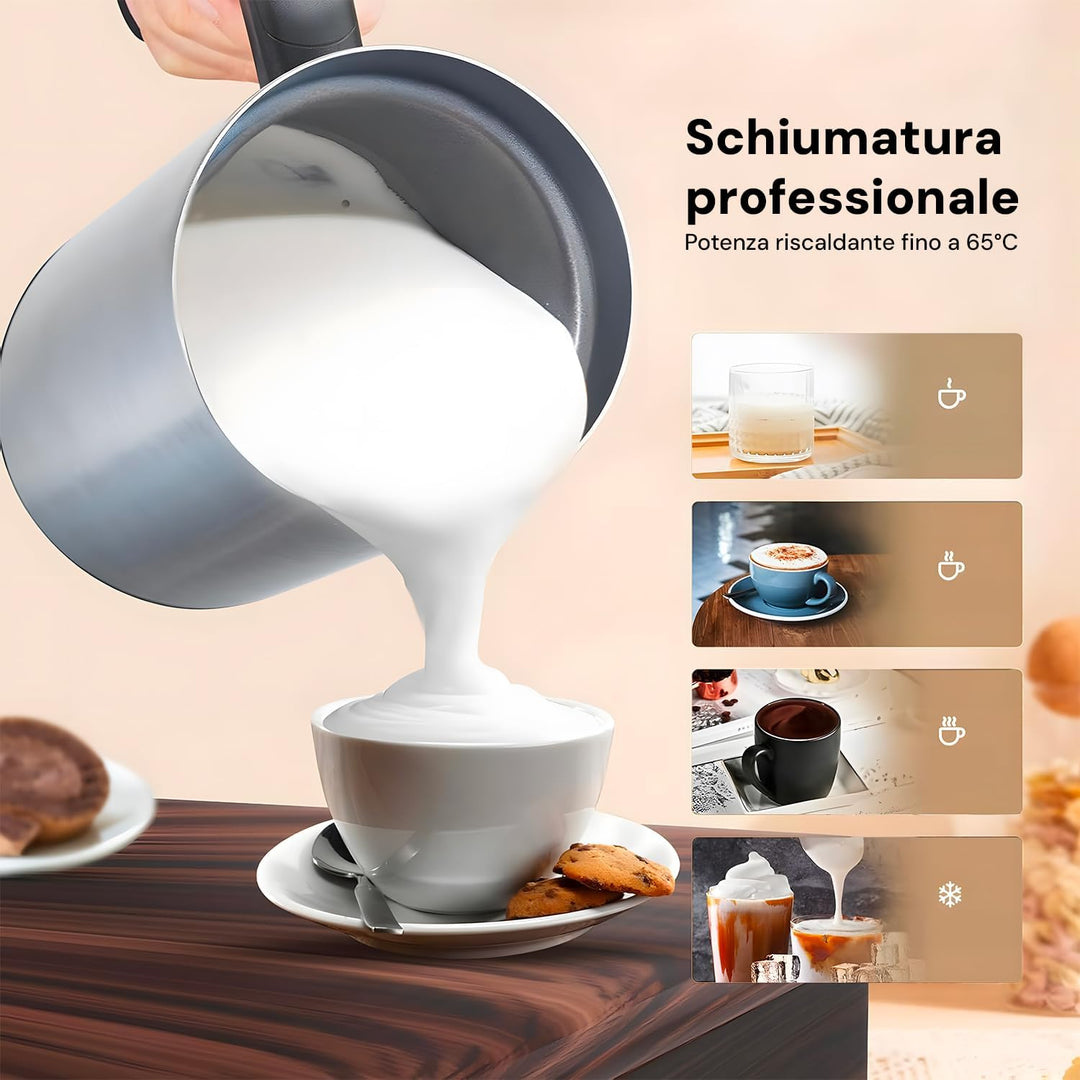 Avilia Elektrischer Milchaufschäumer mit Cappuccino-Funktion, leise 550 W, antihaftbeschichtet, abne
