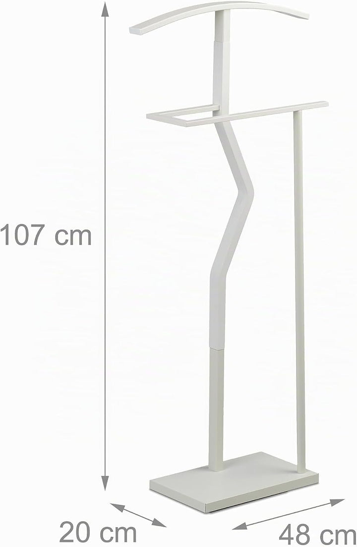 Relaxdays Herrendiener, Jackett &amp; Hose, HxBxT: 107 x 48 x 20 cm, Metall &amp; Holzoptik, Stiller Diener