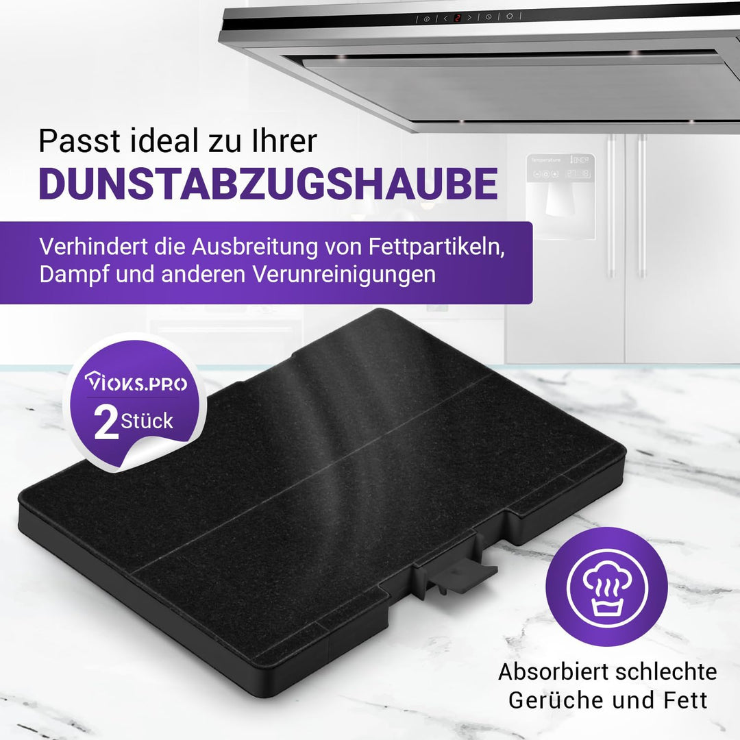 Set 2x Aktivkohlefilter Dunstabzugshaube 317 x 240 x 23 mm Ersatz für Bosch Filter 11026771 00705432