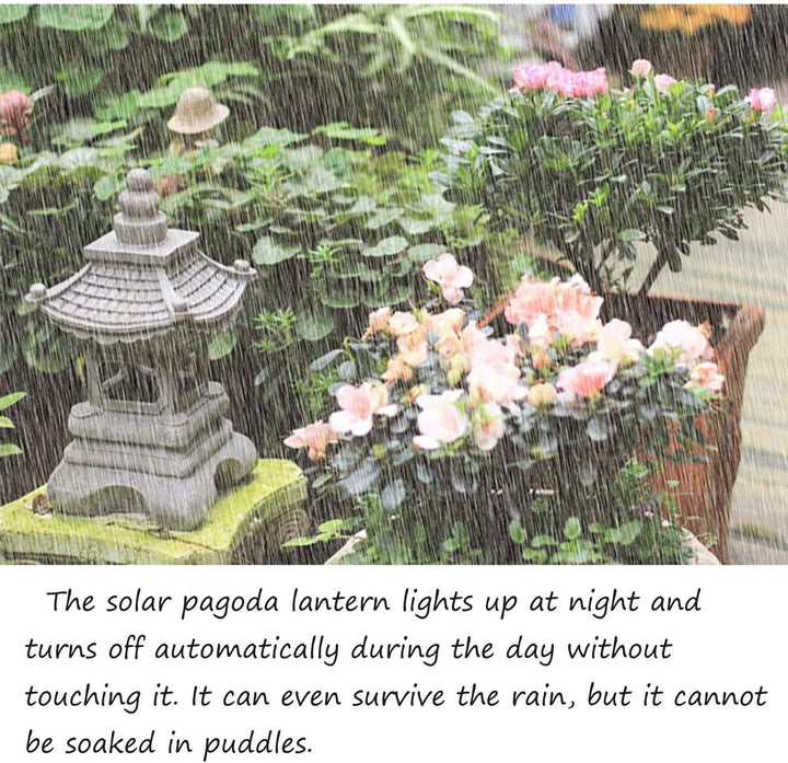 Uziqueif Outdoor Japanische Tachi-Gata-Stil Solar Zen Garten Lichter Laterne Pagode Licht Solar Bode