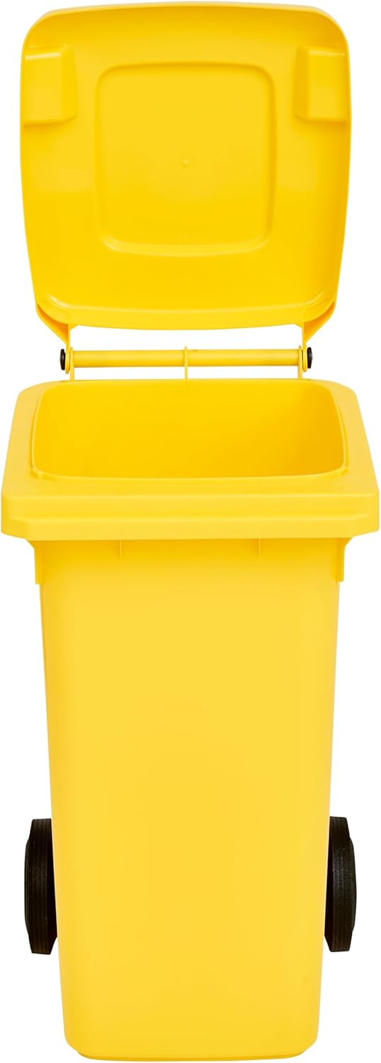 Mülltonne 120 L Gelb | Pfand-Sammelbehälter mit Rädern für Plastikflaschen | Gelbe Tonne für Plastik