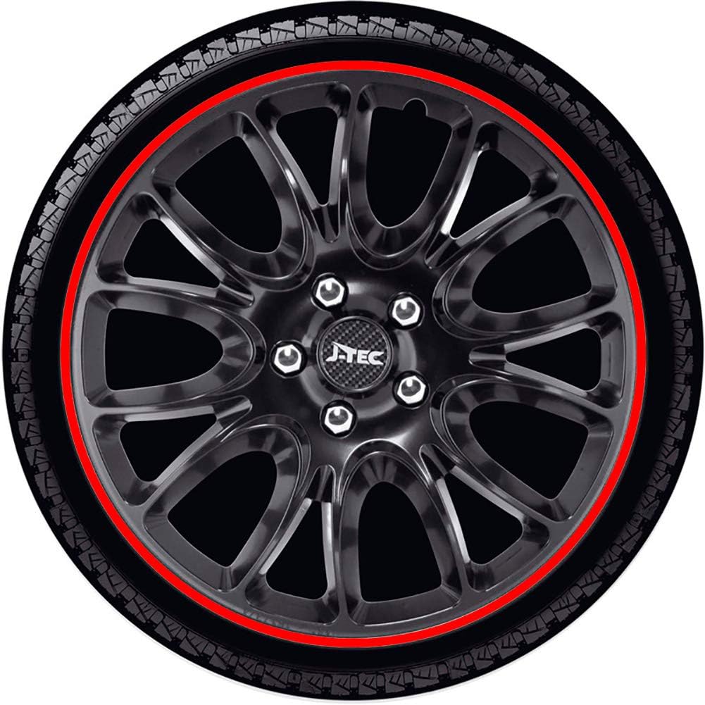 Satz J-Tec Radzierblenden Hero GTR 14-Zoll Schwarz/Rot unrandet Schwarz/Rot Umrandet 14-Zoll, Schwar