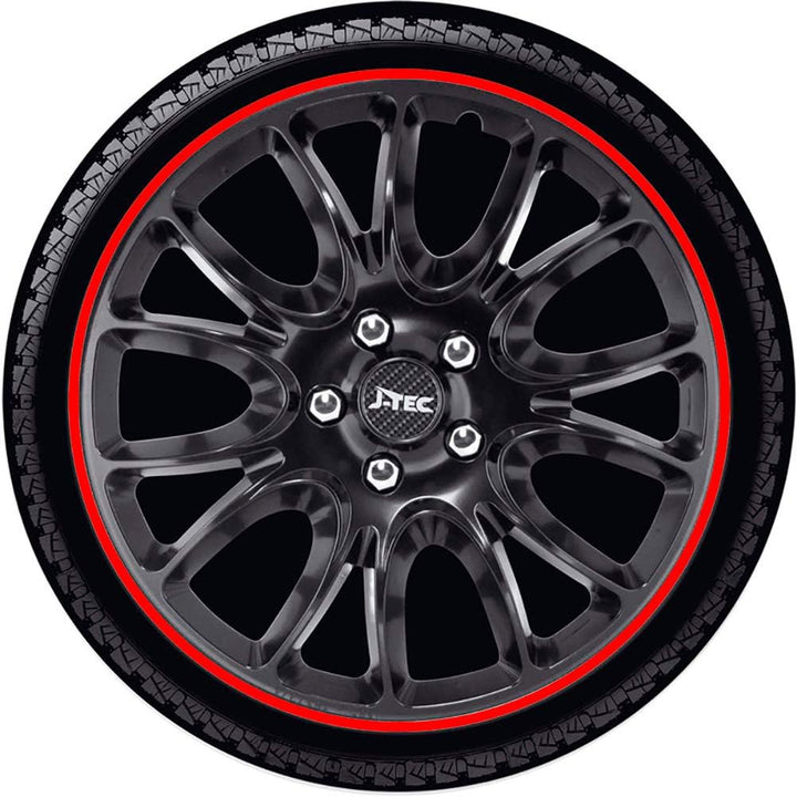 Satz J-Tec Radzierblenden Hero GTR 14-Zoll Schwarz/Rot unrandet Schwarz/Rot Umrandet 14-Zoll, Schwar