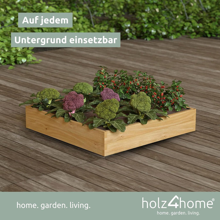 holz4home® Hochbeet aus Kieferholz I 110x110x24 cm I Beetrahmen Holz I Gartenbeet zum Anbau von Gemü