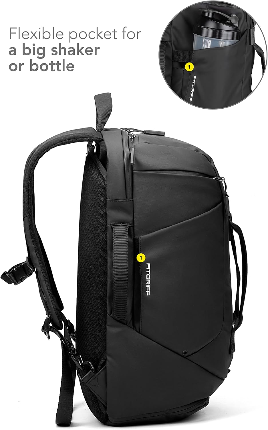 Fitgriff® Sporttasche mit Rucksackfunktion - Rucksack mit Schuhfach &amp; Laptopfach - für Herren und Da