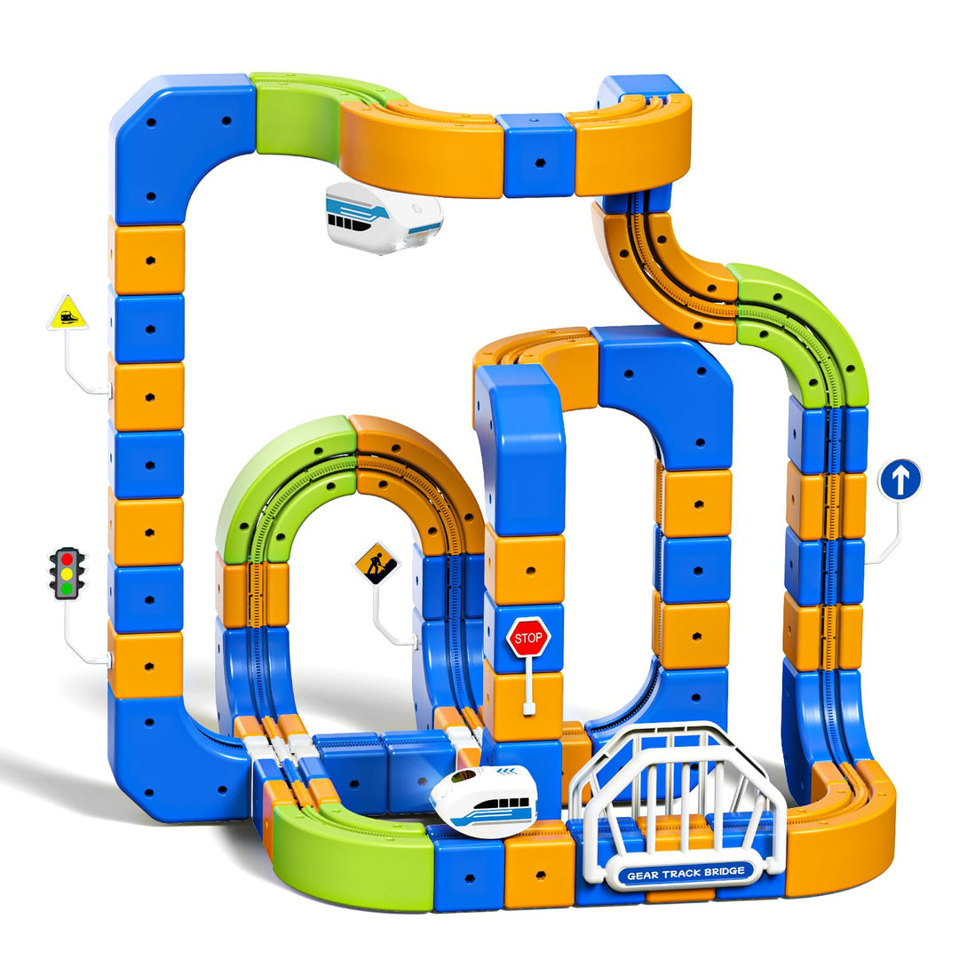 Eisenbahn Elektrisch Cube Track, 225pcs Electric Train Set Spielzeug ab 3 4 5 6 7 8 Jahre 3D Schwerk