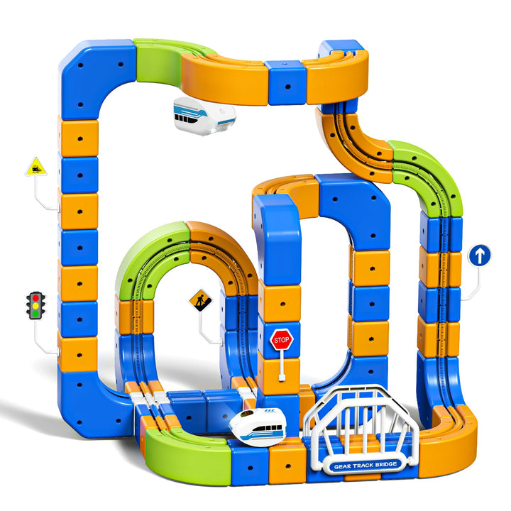Eisenbahn Elektrisch Cube Track, 225pcs Electric Train Set Spielzeug ab 3 4 5 6 7 8 Jahre 3D Schwerk