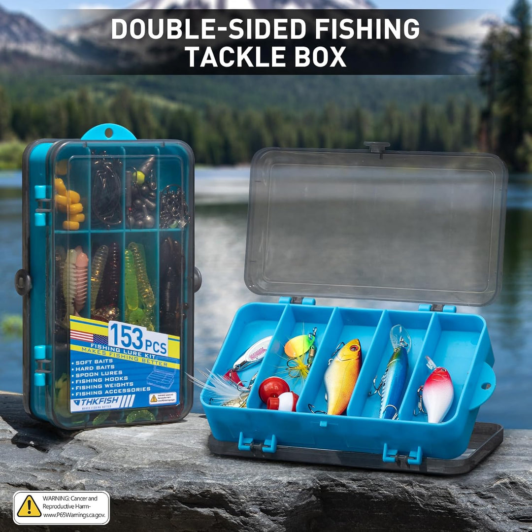 THKFISH 153 Stück Angelzubehör Köder Set, Angelset Angelsachen Angelkoffer Köderbox mit Angel Zubehö