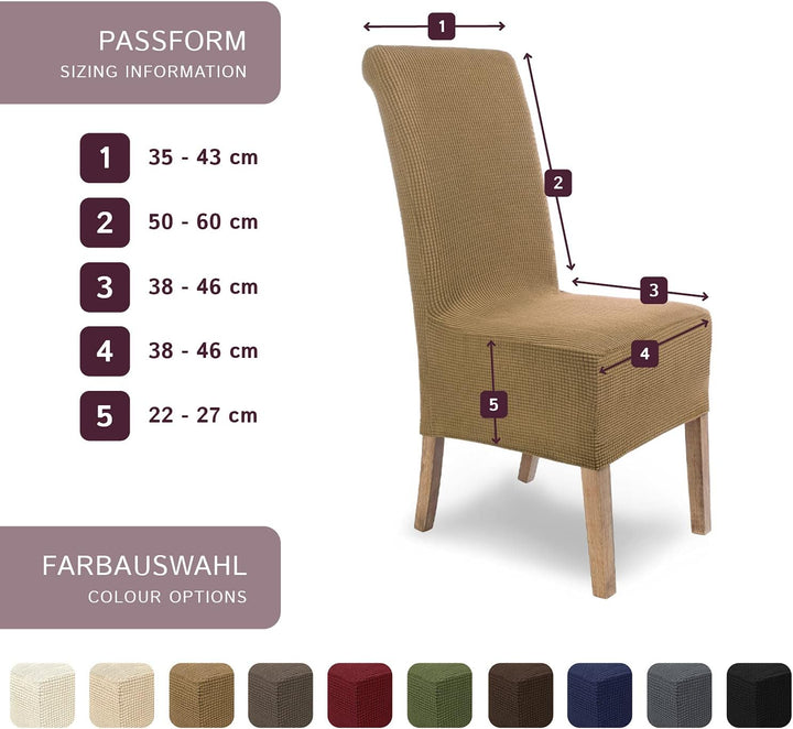 SCHEFFLER-Home Stuhlhussen Stretch Sofia/Stretch Stuhlhussen Beige 2er Set/elastische Stuhlabdeckung