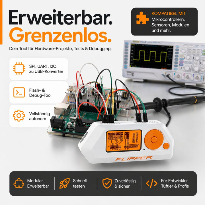 Flipper Zero Basic Set | Flipper Zero | Silikonhülle | USB-C Kabel | Anleitung