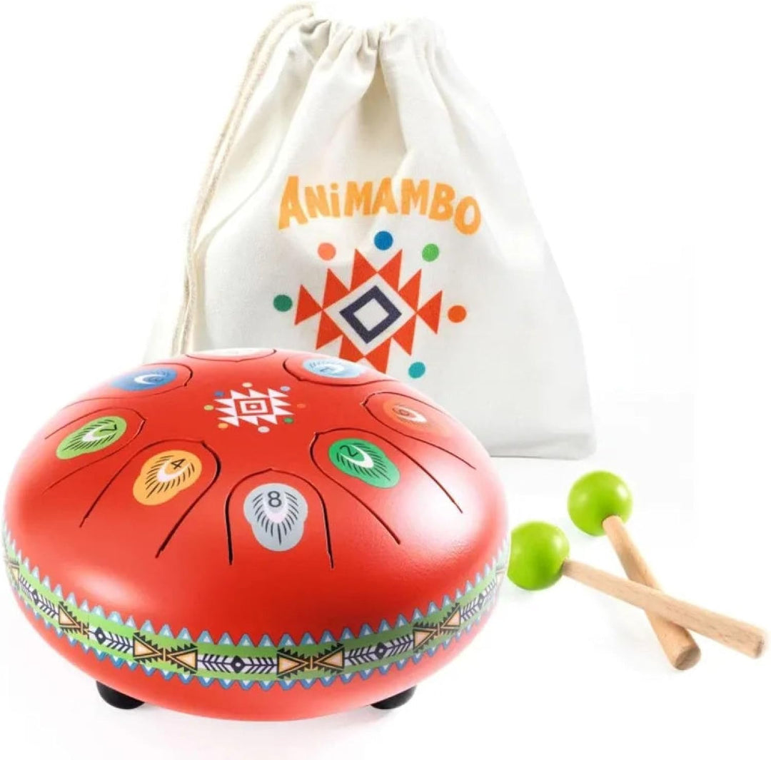 Djeco Musikinstrument Spielzeug - Animambo Zungentrommel rot 8 Töne FSC.