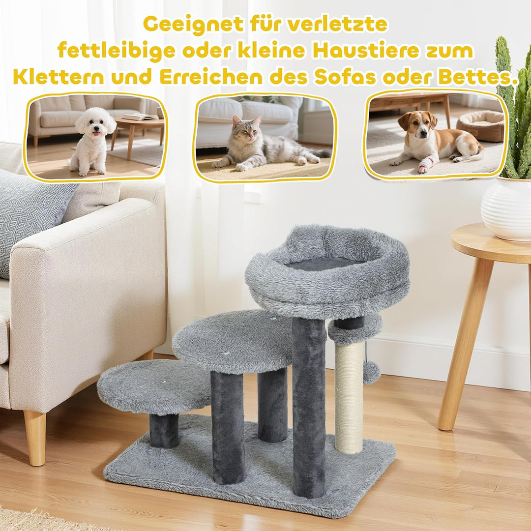 PawHut Katzentreppe 3-stufige Haustiertreppe mit Bett Ball Hundetreppe Tiertreppe für Katzen bis 5 k