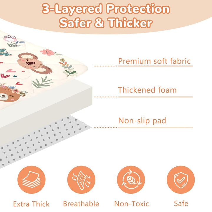Spielmatte Baby 127×127cm mit Rutschfest, Extra Dicke 2cm Weiche Krabbelmatte Baby, Faltbar Krabbeld