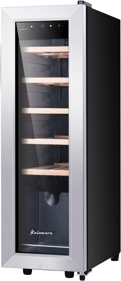 Kalamera Weinkühlschrank, 12 Flaschen 35 Liter Weinklimaschrank klein mit Kompressor, 5-18°C, KRC-35