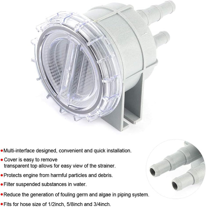 KIMISS Seewasserfilter, ABS 4,3 Zoll Einlass-Seewassersiebfilter Motor Protect Cleaner Cooling für 1