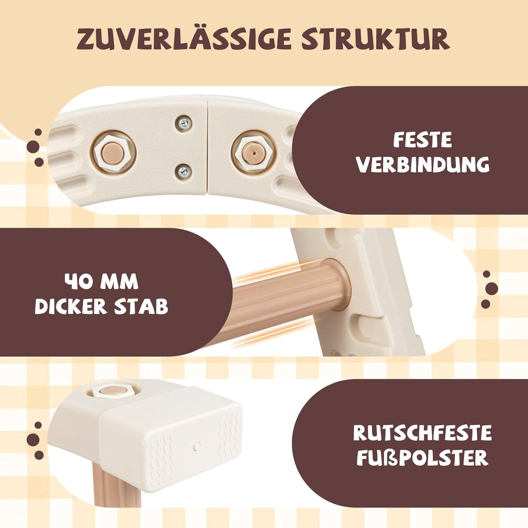 Costway 5-in-1 Klettergerüst Indoor, Kletterdreieck mit Kletterbogen & Holzdreieck & Rutsche, inkl.
