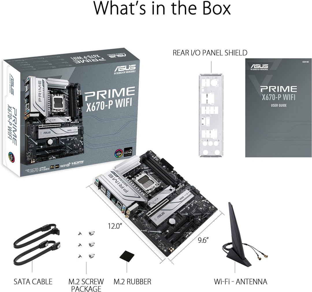 ASUS PRIME X670-P WIFI Gaming Mainboard Sockel AMD AM5 (Ryzen 7000, ATX, PCIe 5.0, 3x M.2, DDR5-Spei