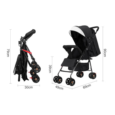 Vinteky 2 in 1 Kinderwagen, Klappbar Liegeposition Buggy mit 5-Punkt-Sicherheitsgurt, Teleskopgriff