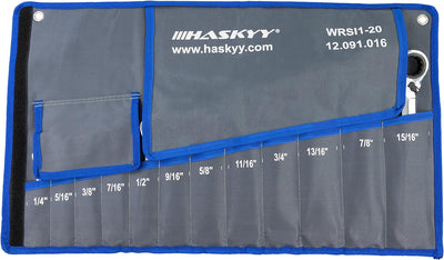 HASKYY 12tlg-Gewinkelte-Zoll-Ratschenschlüssel-Satz-Set I 1/4"-15/16" I Imperial Harley Maul-Gabel-S