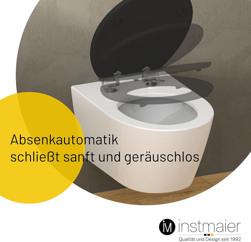 instmaier WC Sitz schwarz matt | Toilettensitz mit Absenkautomatik | Klodeckel aus MDF-Holz | geprüf